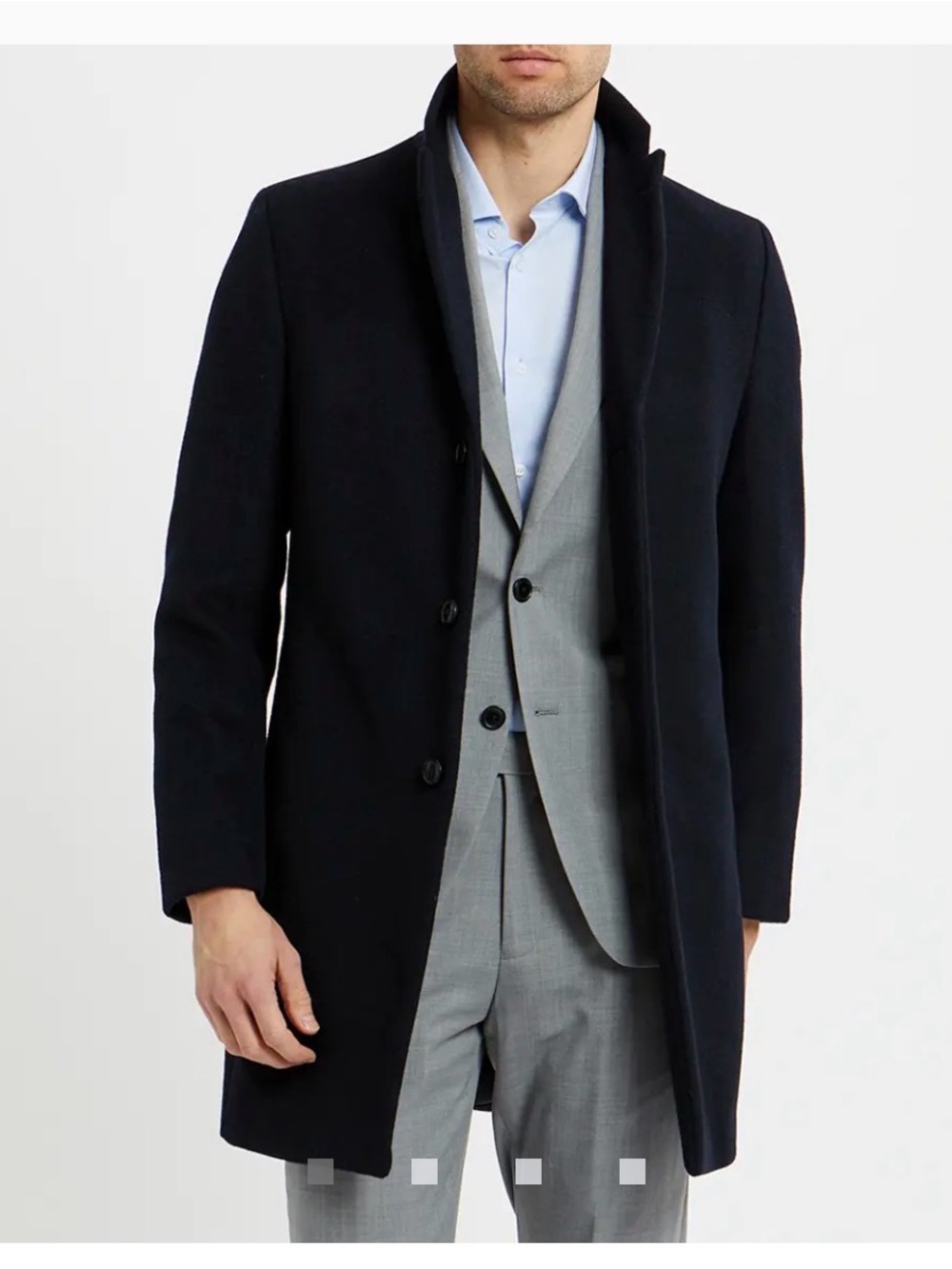 Reiss Men's Navy Gabriel Wool Blend Longline Coat